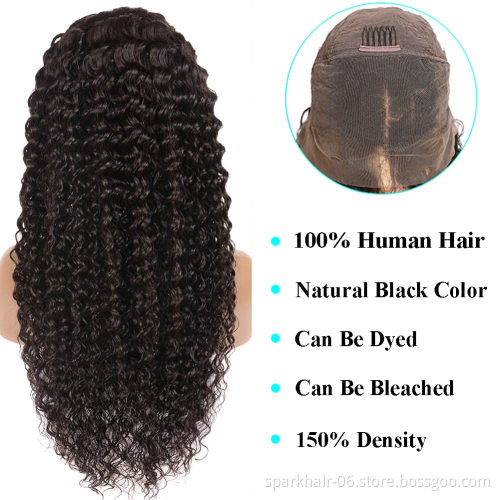 Cheap Indian Brazilian Virgin Deep Wave Curly natural Human 13x4 long Lace Front Hair Wigs For Women